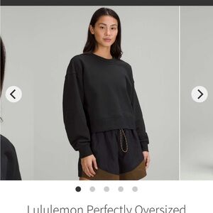 Lululemon Black Oversized Cropped Crew French Terry Excellent Condition, Size 8